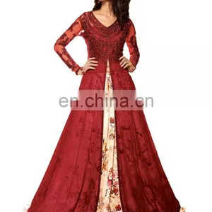 Women's Georgette Gown Stlye Anarkali Lehenga Suits 2017 (Semi Stitched) thumbnail-1