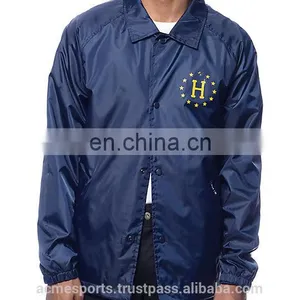 Coach Jackets - 2016 Custom Skateboarding Black Windbreaker Coaches Jacket/ Blue Color Coaches Jacket 2017 thumbnail-1