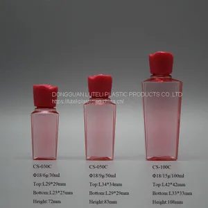 30ml Small Customized Color PETG Plastic Skin Care Lotion Square Bottle With Inner Plug and Screw Rose Cap thumbnail-3