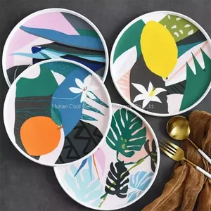 Wholesale Dinnerware Round Different Pattern Custom Logo Moroccan Ceramic Plate for Gift thumbnail-3