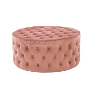 Velvet Ottoman Chair With Buttons,Ottoman Table With Buttons Surroudings HL-8018 thumbnail-1