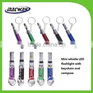 Promotion Gift Mini Whistle LED Flashlight With Keychain and Compass thumbnail-1
