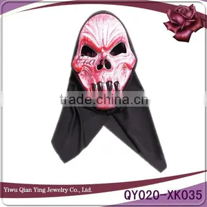 Halloween Plastic Skull Heads With Cloth Devil Party Mask thumbnail-1