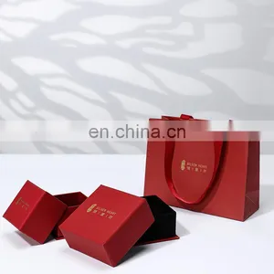 Luxury Custom Logo Cardboard Paper Jewellery Gift Box Red Customize Logo Jewelry Gift Packaging Box thumbnail-1