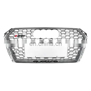 Replacement RS4 Car Front Grille for Audi A4 B9 Black Center Honeycomb Mesh High Quality Bumper Grill no Logo Style 2017-2019 thumbnail-2