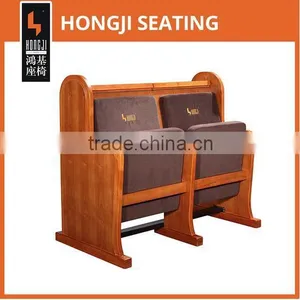 Double Seat Wooden Church Chair With Writing Pad JT001-L thumbnail-1