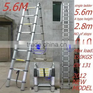 Industrial Aluminum Telescopic Ladder 5.6m=9+9=18 Steps With SGS 2012 EN131 thumbnail-1