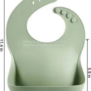 Soft Adjustable Baby Silicone Feeding Set Bubs Custom Logo Baby Bibs thumbnail-3