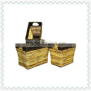 3pcs/set Stackable Seagrass Handle Rectangular Woven Storage Basket thumbnail-1