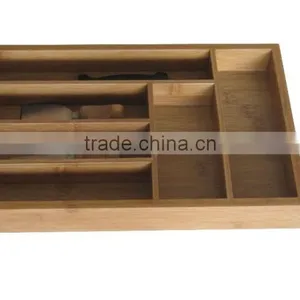 HuaYao Hot Selling 100% Bamboo Flatware Cutlery Drawer Dividers thumbnail-1
