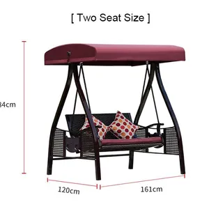 Ready to Ship Outdoor Wicker Double Seat Swing Chair Waterproof and Sunshade thumbnail-2
