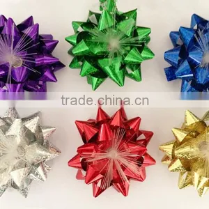 New Design! Green Printing Snowflake Christmas Gift Ribbon LED Star Bow/mesh Ribbon Star Bow thumbnail-5