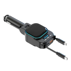 Retractable Car Charger [USB C & L Cable], 4 in 1 Fast Charging Retractable Car Charger Cigarette Adapter thumbnail-1