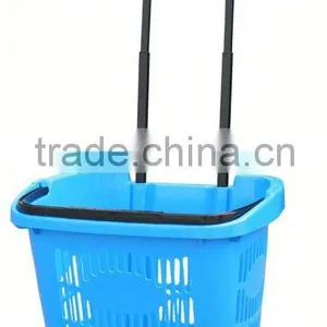 Plastic Shopping Basket With 2 Wheels thumbnail-3