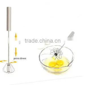 14'' Red Silicone + Stainless Steel Egg Hand Whisk Semi-auto Rotating Whisk Novelty Silicone Coated Egg Whisk thumbnail-4