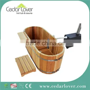 Wooden Mini One Person Hot Tub Freestanding Bathtub thumbnail-1