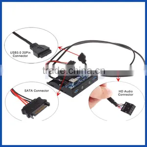 3.5" Expansion Floppy Bay Front Panel 2 USB 3.0 + Type C + HD Audio Ports Hub thumbnail-5