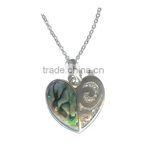 Heart Natural Multicolor Abalone Shell Pendant Shiva Eye Shell Massive"Heart" Pendant thumbnail-1