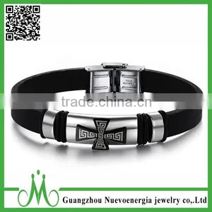 Wholesale Stainless Steel Silicone Bracelet Rubber Bracelet Cheap Silicone Bracelet of Man thumbnail-4