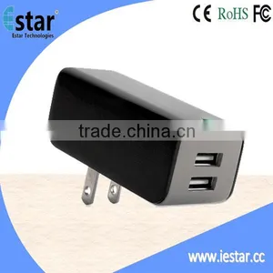 2.1A Dual Usb Travelling us eu Wall Charger With Led Light Indicator thumbnail-1