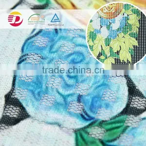 Top Quality Green Plant 100% Polyester Print Lace Fabric for Curtain thumbnail-3