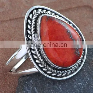 Orange Copper Turquoise Ring,Gemstone Jewelry Ring,Indian Manufacturer thumbnail-1