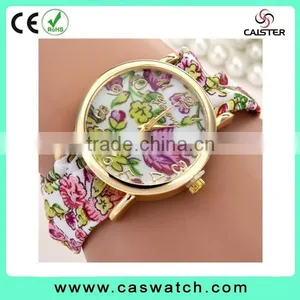 2016 Geneva Style Floral Ribbon Watch, Gold Plated Flowery Face Lady Watch, Vogue Hot Fashion Lady Watch thumbnail-3