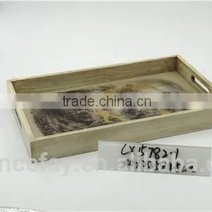 Lovely Style Wooden Glass Mirror Tray for Home Decorative thumbnail-4