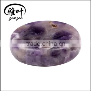 Wholesale Semi-precious Amethyst Stone Engraved Flower of Life Round Palm Stone Quality Choice thumbnail-3