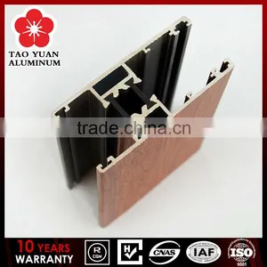 Lowest Price Wooden Grain Sliding Door and Window Aluminum Profile thumbnail-1