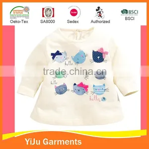 Combed Cotton Custom Printed Girl Long Sleeve Girl Cute Girl Cotton T-shirt thumbnail-1