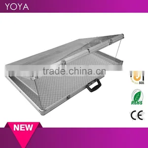 Large Aluminum Glass Top Display Locking Travel CounterTop Case W/side Panel thumbnail-1