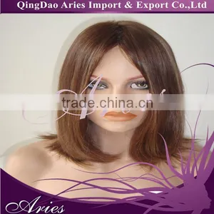 Custom Monglian Virgin Jewish Wig Natural Color Straight 18" With Silk Top thumbnail-1
