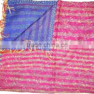 Handmade Women Silk Kantha Shawl thumbnail-6
