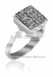 Square Shaped Zircon Ring in 925 Sterling Silver thumbnail-1