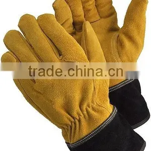 Black Cowhide Split Leather Working Gloves thumbnail-6