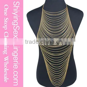 Elegant Multi-layer Silver Tassel Bikini Women Body Chain thumbnail-2