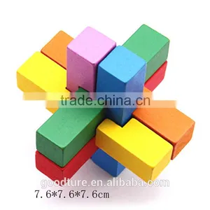 2015 Hot Sale Wooden IQ Intelligent Puzzle Kongming Lock Brain Teaser Six Port thumbnail-1