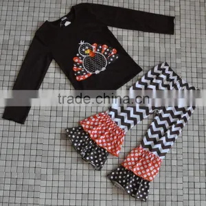 CHEVRON RUFFLED WESTERN KIDS TURKEY THANKSGIVING OUTFITS thumbnail-4