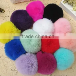 Real Fur Ball Key Chain / Fur Ball Keychain / Rex Rabbit Fur Pom Poms thumbnail-6