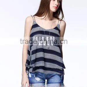 Fashion Lady Sexy Stripe Tank Top Loose Vest thumbnail-2