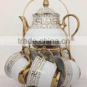 13 Pcs Porcelain Tea Set With Rack thumbnail-1