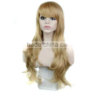 New Arrival Long Wavy Curly Blonde Hair Wigs Heat Resistant Synthetic Hair Wig With Full Bangs Color 613# thumbnail-1
