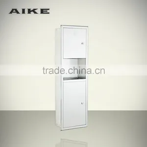 Washroom Embedded 304 Stainless Steel High Speed Hand Dryer Dustbin Combination thumbnail-1