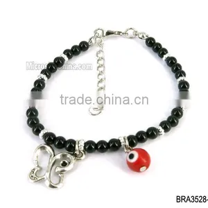 4mm & 8mm Glass Turkish Eye Charms Bracelet thumbnail-1
