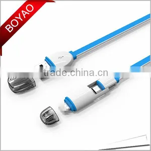 Colorful Flat Custom Logo Micro Usb Cable, 2 in 1 Micro Usb Data Cable thumbnail-1