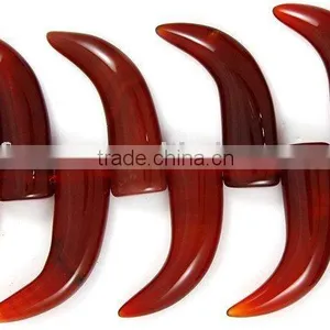 48x15mm Red Agate Cattle's Horn Exotic Carving thumbnail-1
