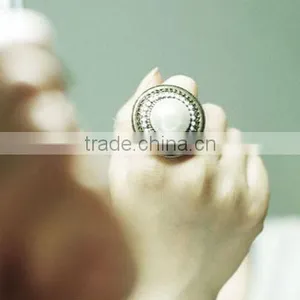 Bohemia Style Round Big White Pearl Antique Bronze Plated Ring thumbnail-5