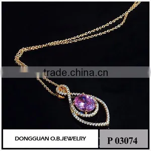 Wholesale New Design Jewellery Necklace Glass Pave Diamond Pendant thumbnail-1