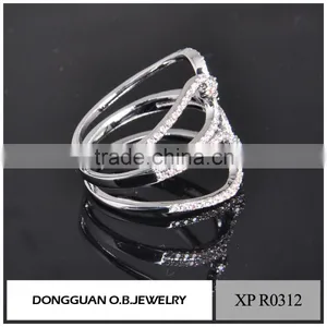 New Arrival White Gold Plated Finger Ring With AAA Zircon Diamond Stones for Women Girls thumbnail-6